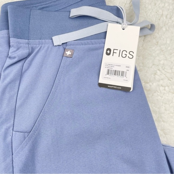 NWT FIGS Zamora 2.0 Jogger Scrub Pants XXS Blue FIONx Cargo Medical Uniform - Picture 10 of 12